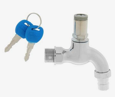 Кран водоразборный 1/2" с замком, PP, цвет хром