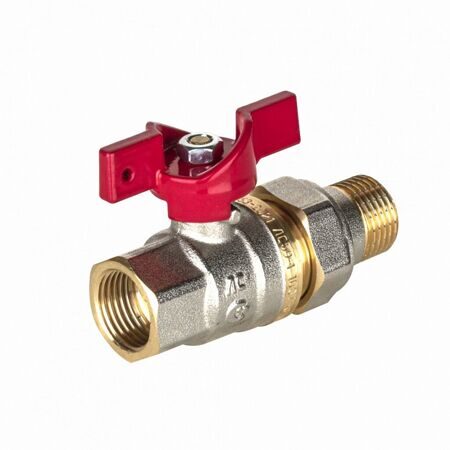 Кран шар AQUASFERA STANDART со сгоном В-Н 3/4" (20) красная бабочка 1007-02