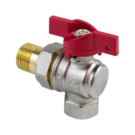 Кран шар AQUASFERA STANDART со сгоном УГЛОВОЙ В-Н 3/4"(20) белая бабочка с доп уплотн 1128-02