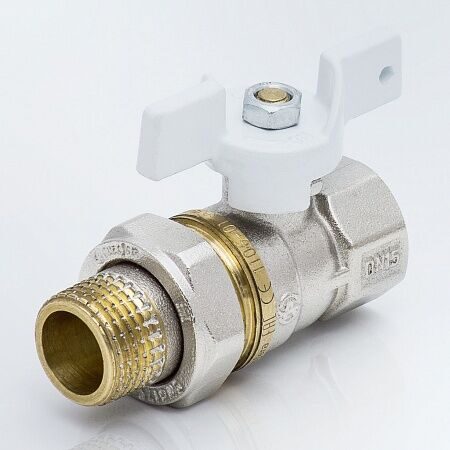 Кран шар AQUASFERA STANDART со сгоном В-Н 1"(25) белая бабочка 1107-03